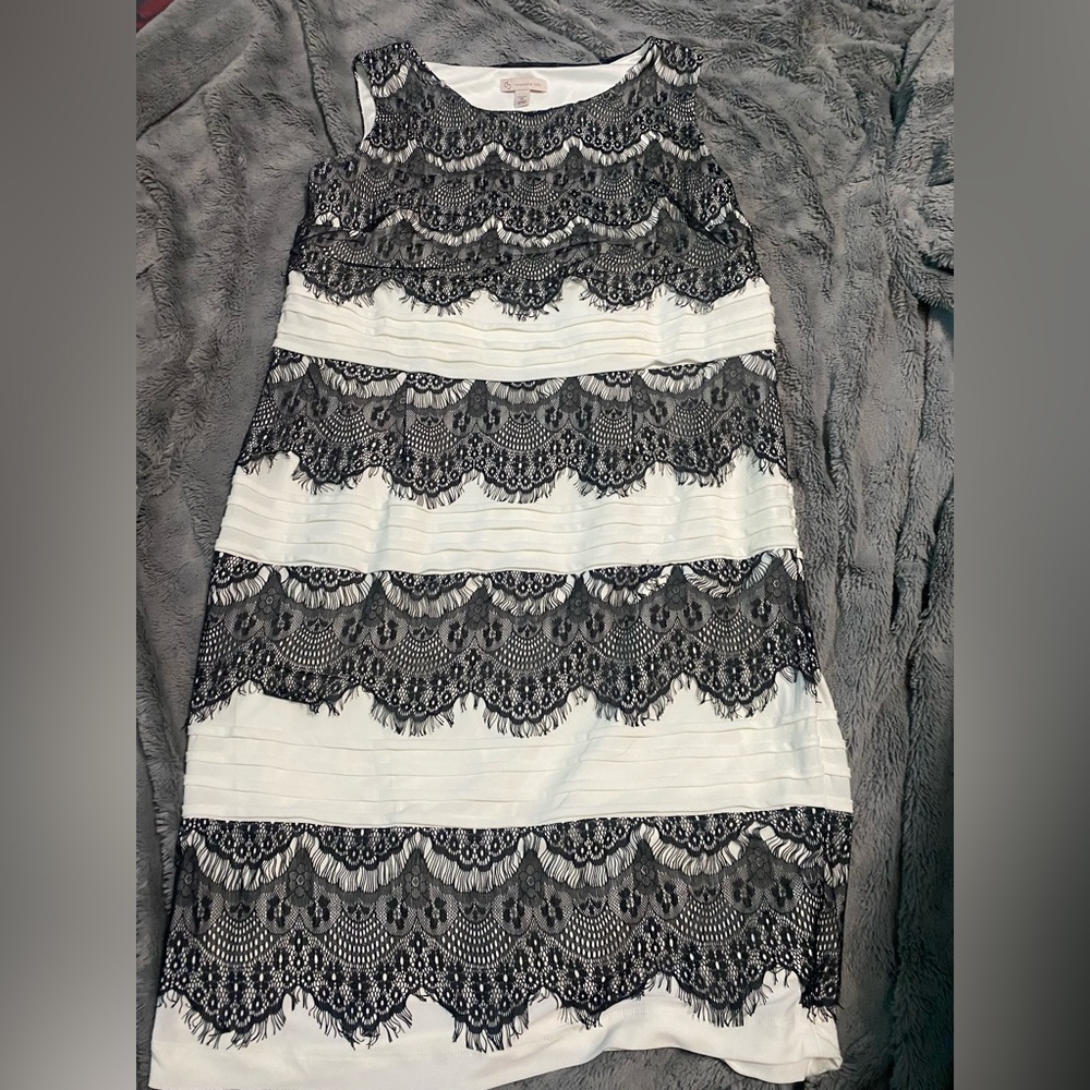 Knee length black and white dress
